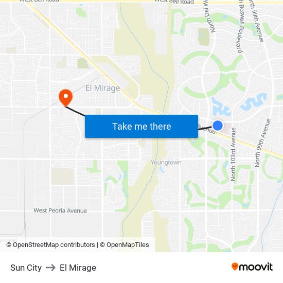 Sun City to El Mirage map