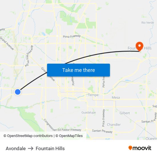 Avondale to Fountain Hills map