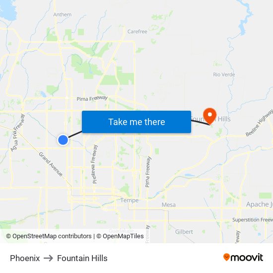 Phoenix to Fountain Hills map