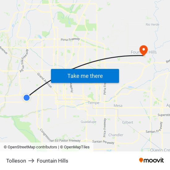 Tolleson to Fountain Hills map