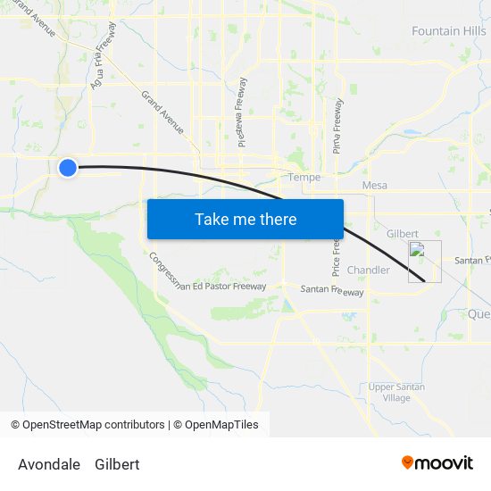 Avondale to Gilbert map