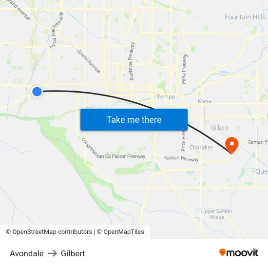 Avondale to Gilbert map