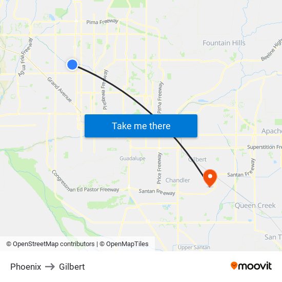 Phoenix to Gilbert map