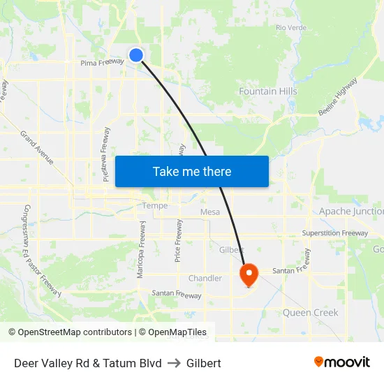 Deer Valley Rd & Tatum Blvd to Gilbert map