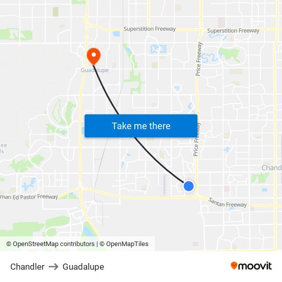 Chandler to Guadalupe map