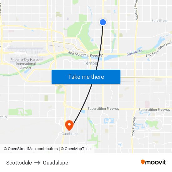 Scottsdale to Guadalupe map