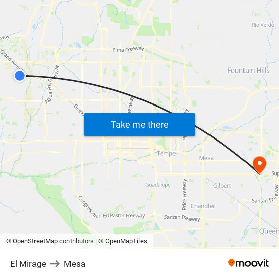 El Mirage to Mesa map