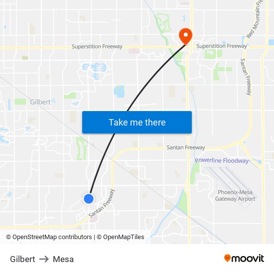 Gilbert to Mesa map