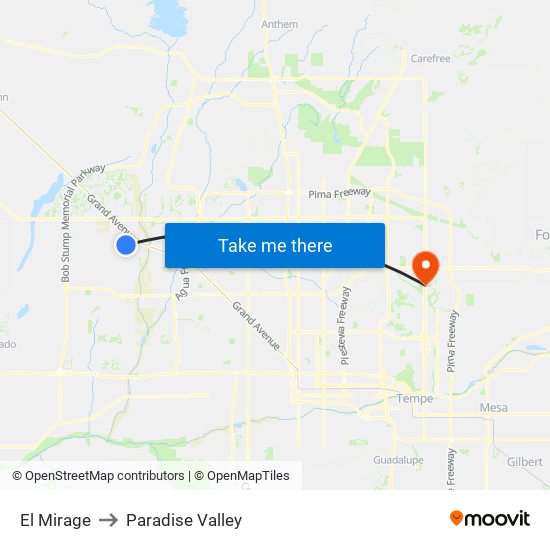 El Mirage to Paradise Valley map