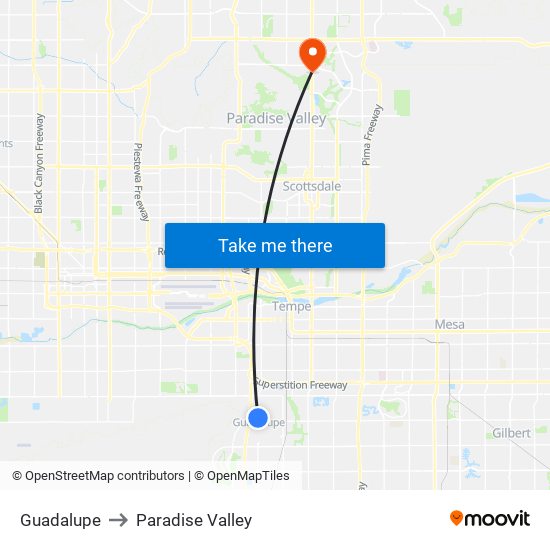 Guadalupe to Paradise Valley map