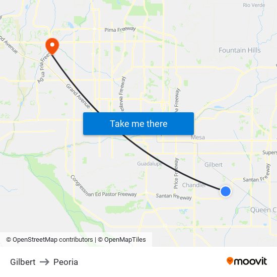 Gilbert to Peoria map