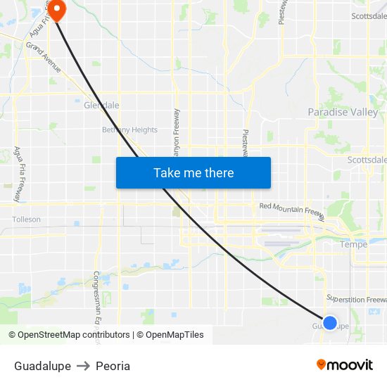 Guadalupe to Peoria map