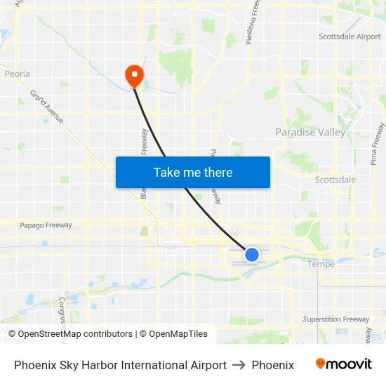 Phoenix Sky Harbor International Airport to Phoenix map