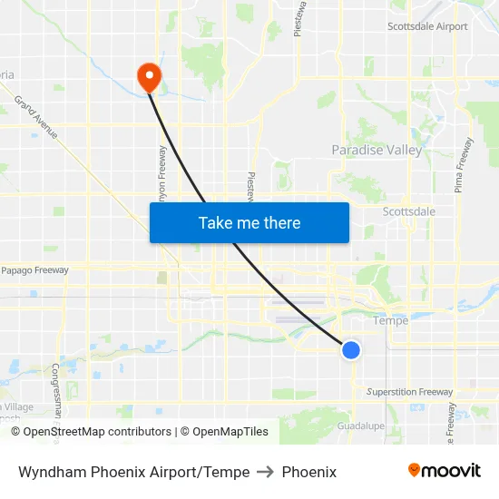 Wyndham Phoenix Airport/Tempe to Phoenix map