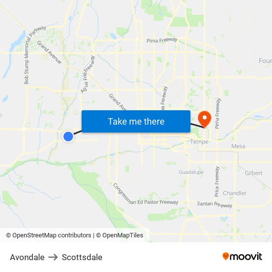 Avondale to Scottsdale map