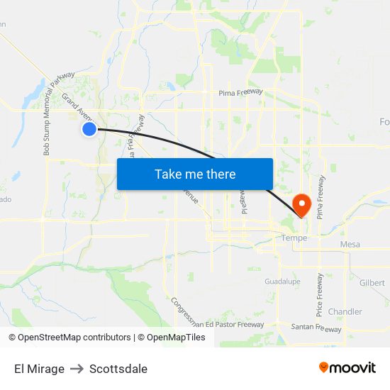 El Mirage to Scottsdale map