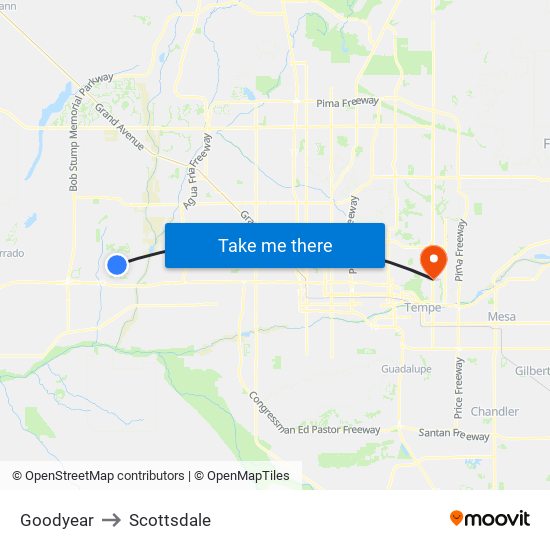 Goodyear to Scottsdale map