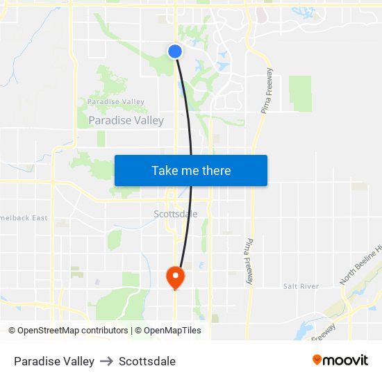 Paradise Valley to Scottsdale map