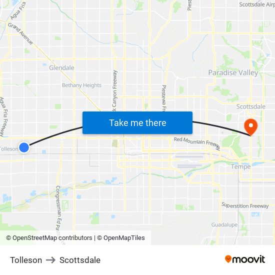 Tolleson to Scottsdale map