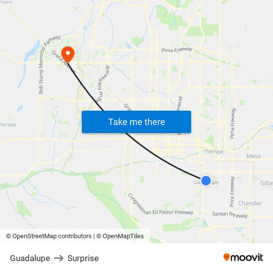 Guadalupe to Surprise map