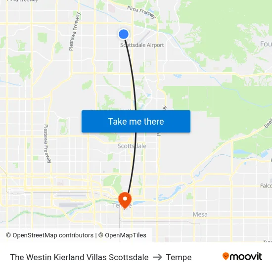 The Westin Kierland Villas Scottsdale to Tempe map