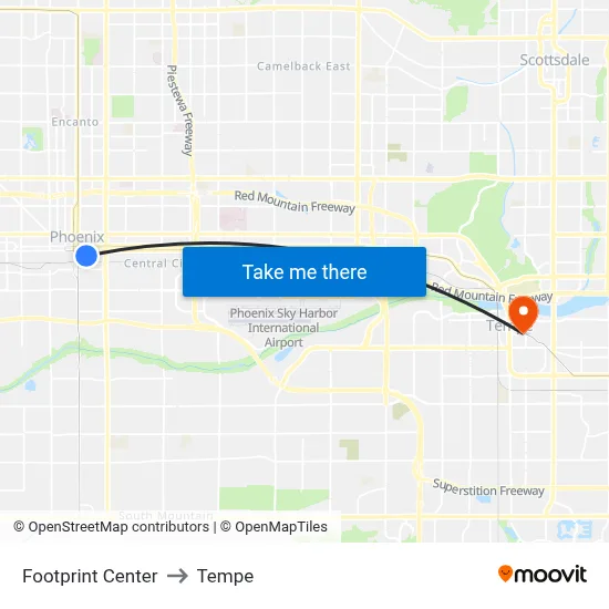Footprint Center to Tempe map