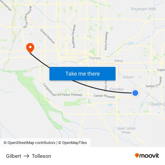 Gilbert to Tolleson map