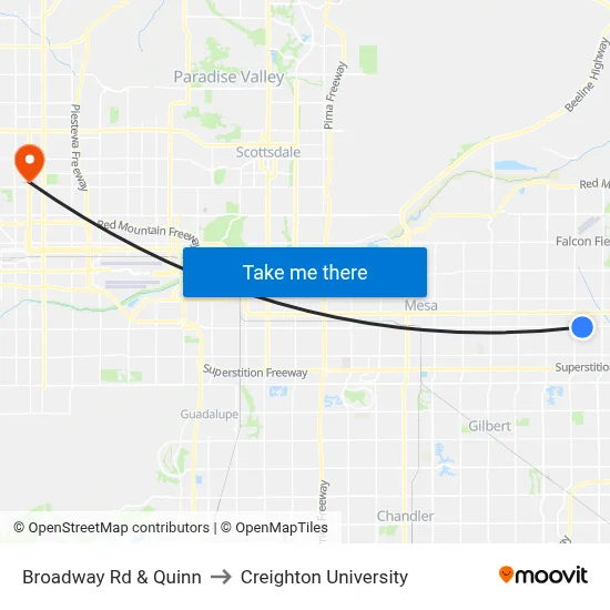 Broadway Rd & Quinn to Creighton University map