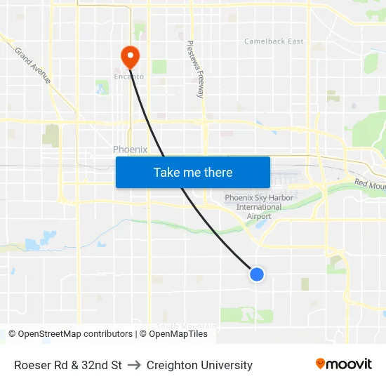 Roeser Rd & 32nd St to Creighton University map