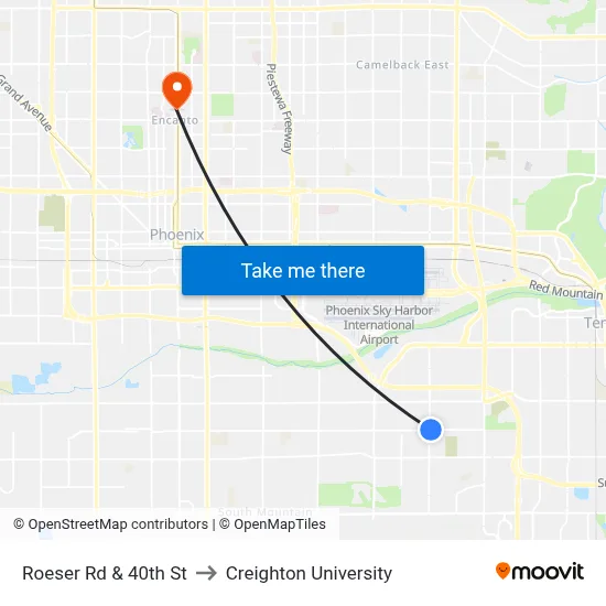 Roeser Rd & 40th St to Creighton University map