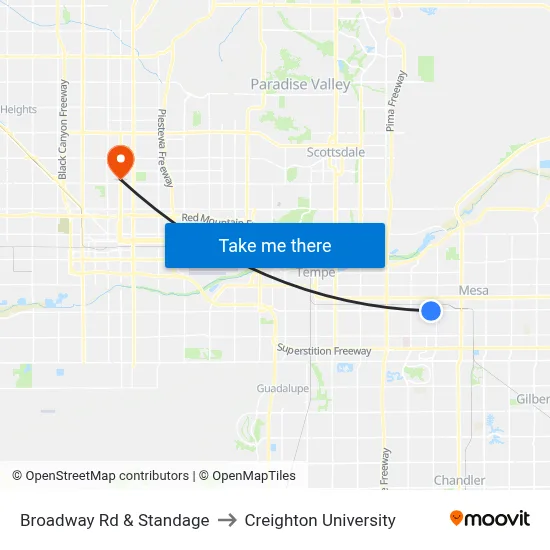 Broadway Rd & Standage to Creighton University map
