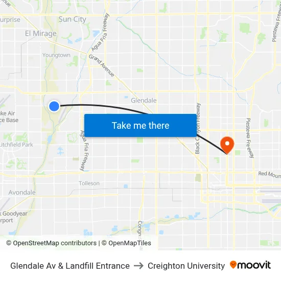 Glendale Av & Landfill Entrance to Creighton University map