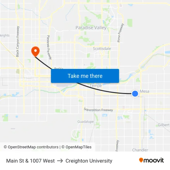 Main St & 1007 West to Creighton University map