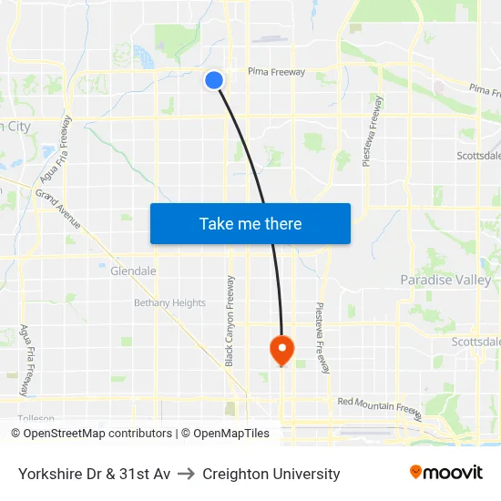 Yorkshire Dr & 31st Av to Creighton University map