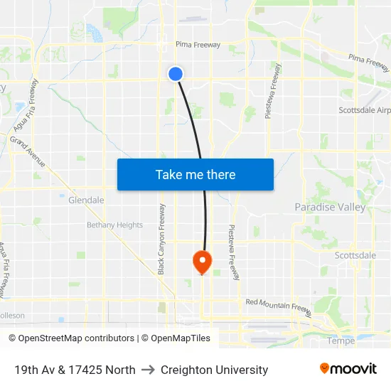 19th Av & 17425 North to Creighton University map