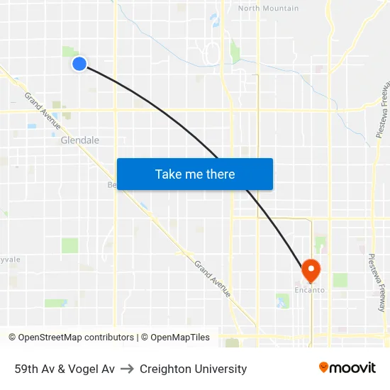 59th Av & Vogel Av to Creighton University map