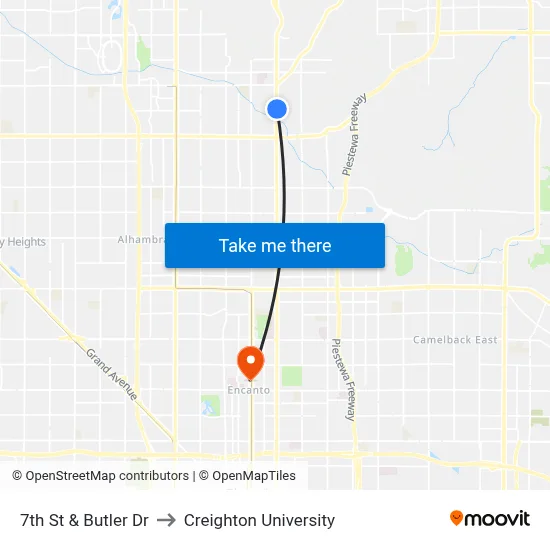 7th St & Butler Dr to Creighton University map