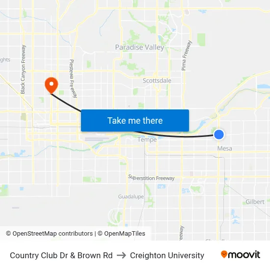 Country Club Dr & Brown Rd to Creighton University map