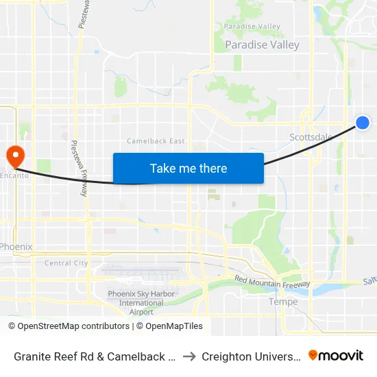 Granite Reef Rd & Camelback Rd to Creighton University map