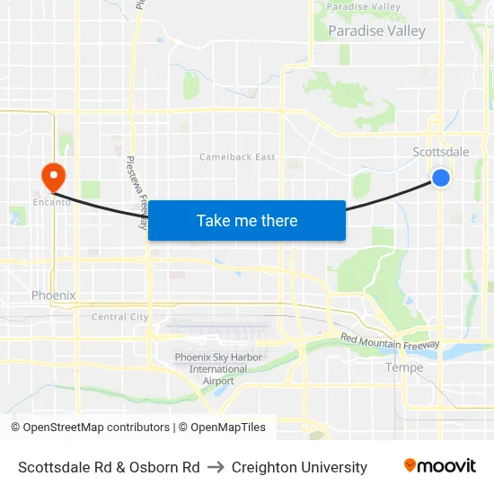Scottsdale Rd & Osborn Rd to Creighton University map