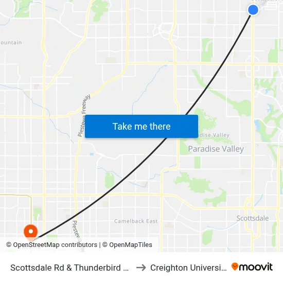Scottsdale Rd & Thunderbird Rd to Creighton University map