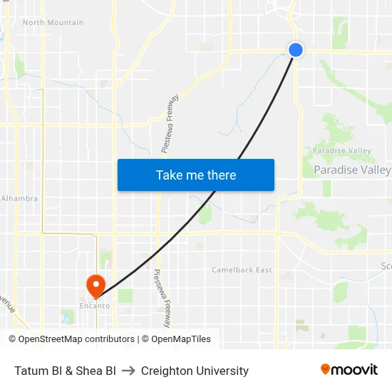 Tatum Bl & Shea Bl to Creighton University map