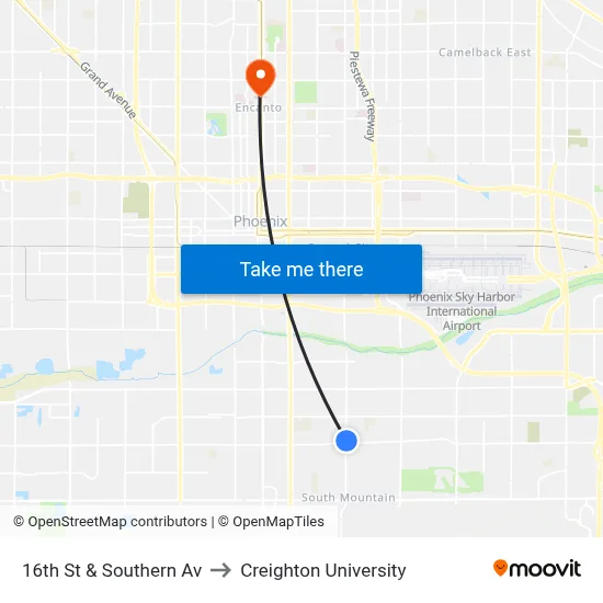 16th St & Southern Av to Creighton University map