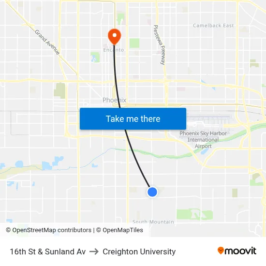 16th St & Sunland Av to Creighton University map