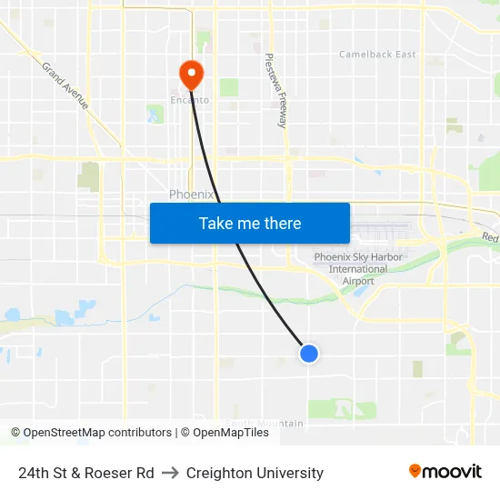 24th St & Roeser Rd to Creighton University map