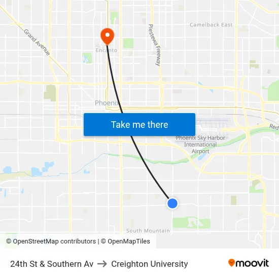24th St & Southern Av to Creighton University map