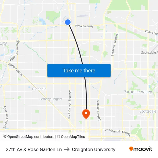27th Av & Rose Garden Ln to Creighton University map