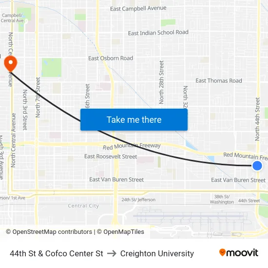 44th St & Cofco Center St to Creighton University map