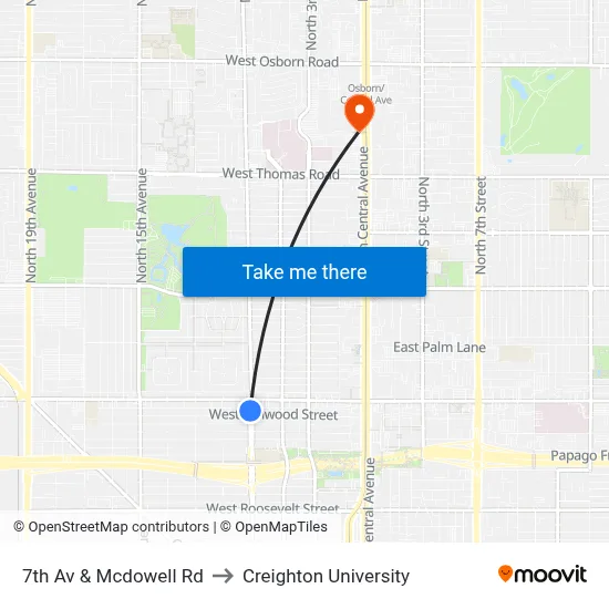 7th Av & Mcdowell Rd to Creighton University map
