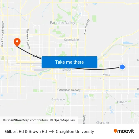 Gilbert Rd & Brown Rd to Creighton University map